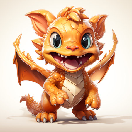 Cute cartoon dragon mascot isolated on white background. New year symbol. Made with Generative AIの素材