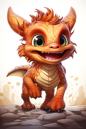 Cute cartoon dragon mascot isolated on white background. New year symbol. Made with Generative AIの素材