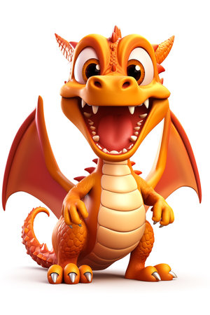 Cute cartoon dragon mascot isolated on white background. New year symbol. Made with Generative AIの素材