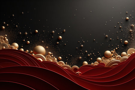 Red abstract christmas and new year celebration banner with empty space for product presentation and text. Made with Generative AIの素材