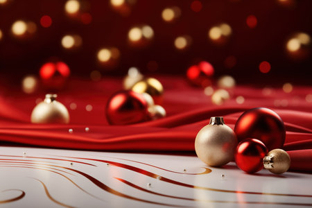 Red abstract christmas and new year celebration banner with empty space for product presentation and text. Made with Generative AIの素材