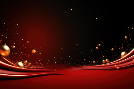 Red abstract christmas and new year celebration banner with empty space for product presentation and text. Made with Generative AIの素材