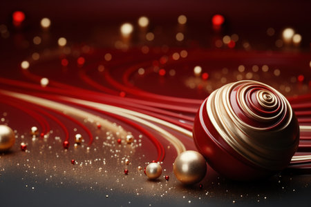 Red abstract christmas and new year celebration banner with empty space for product presentation and text. Made with Generative AIの素材