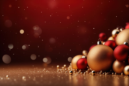 Red abstract christmas and new year celebration banner with empty space for product presentation and text. Made with Generative AIの素材