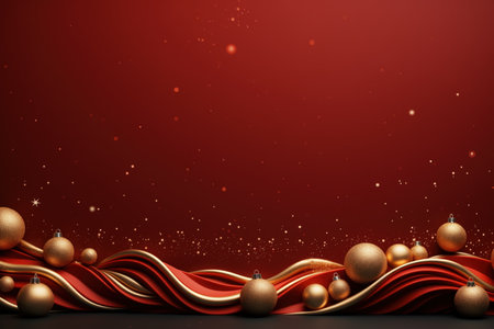 Red abstract christmas and new year celebration banner with empty space for product presentation and text. Made with Generative AIの素材