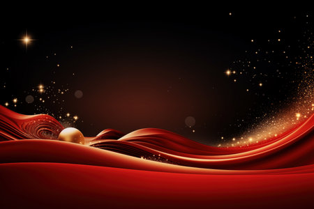 Red abstract christmas and new year celebration banner with empty space for product presentation and text. Made with Generative AIの素材