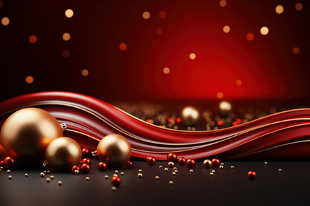 Red abstract christmas and new year celebration banner with empty space for product presentation and text. Made with Generative AIの素材