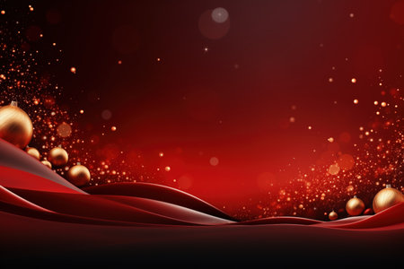 Red abstract christmas and new year celebration banner with empty space for product presentation and text. Made with Generative AIの素材