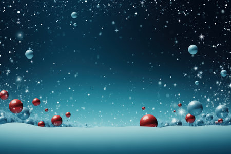 Blue atmospheric christmas and new year celebration illustration with empty space for product presentation and text. Template made with Generative AIの素材