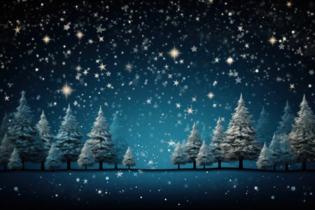 Blue atmospheric christmas and new year celebration illustration with empty space for product presentation and text. Template made with Generative AIの素材