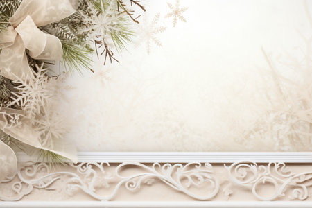 Vintage style Christmas background, flat lay winter header: cristmas decoration with copy spaceの素材