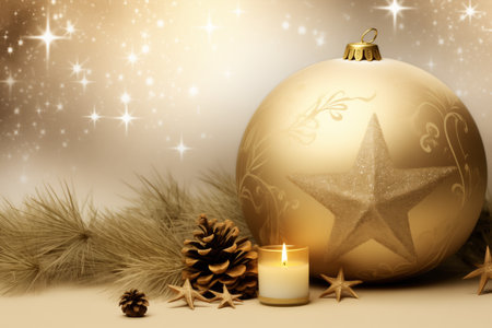 Vintage style Christmas background, flat lay winter header: cristmas decoration with copy spaceの素材