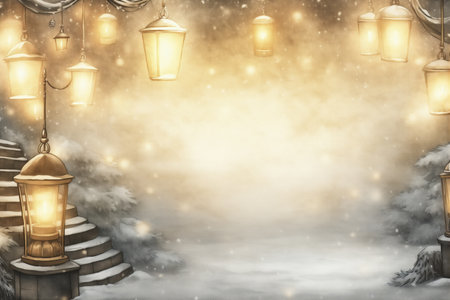 Vintage style Christmas background, flat lay winter header: cristmas decoration with copy spaceの素材