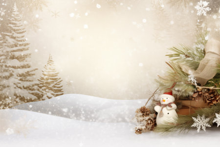 Vintage style Christmas background, flat lay winter header: cristmas decoration with copy spaceの素材