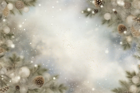Vintage style Christmas background, flat lay winter header: cristmas decoration with copy spaceの素材