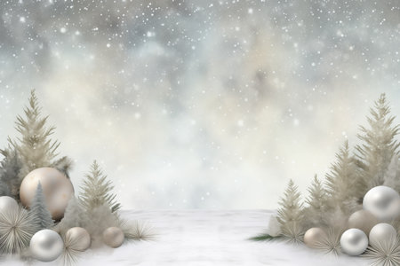 Vintage style Christmas background, flat lay winter header: cristmas decoration with copy spaceの素材