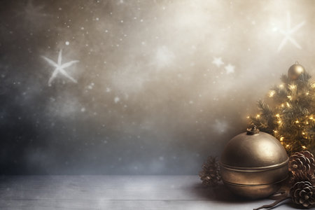 Vintage style Christmas background, flat lay winter header: cristmas decoration with copy spaceの素材