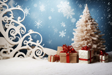 Atmospherical Christmas background, flat lay winter header: cristmas decoration with copy spaceの素材