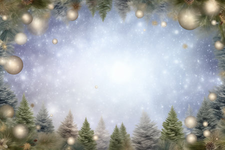 Atmospherical Christmas background, flat lay winter header: cristmas decoration with copy spaceの素材