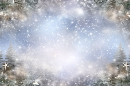Atmospherical Christmas background, flat lay winter header: cristmas decoration with copy spaceの素材
