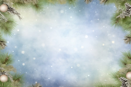 Atmospherical Christmas background, flat lay winter header: cristmas decoration with copy spaceの素材
