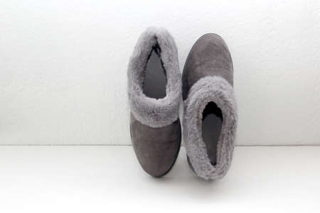 Gray comfortable slipper-type shoes padded inside for greater comfort are non-slip, soft to wear at...