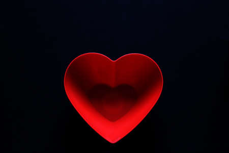 box of chocolates red and pink hearts on black background, Valentine's day, advertising bannerの写真素材