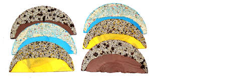 Typical Mexican sweet Pepitoria wafers of colors and chocolate, vanilla and mint flavors glued with honey or caramel decorated with amaranth traditional Mexican dessertの写真素材