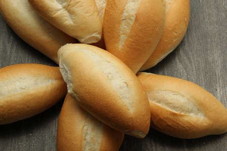 Fresh, delicious, fluffy, hot, freshly made Mexican bolillo, white, French or loaf bread. Popular and economical made with wheat flourの写真素材