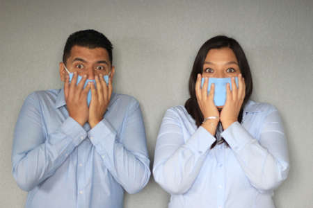 latin couple with protection mask clinical use by covid-19 new normal 2021
