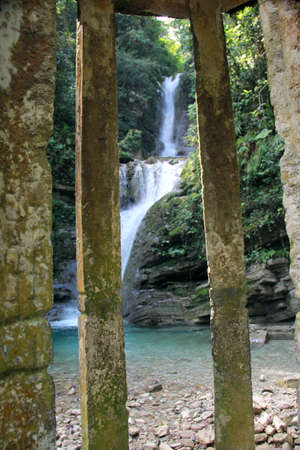 Î§ilitla, Mexico - Oct 26 2016: Edward James Sculpture Garden, Las Pozas in the Mexican magical town in the state of San Luis Potosi with surreal structuresのeditorial素材