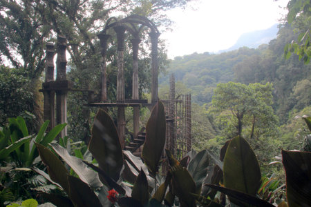 Î§ilitla, Mexico - Oct 26 2016: Edward James Sculpture Garden, Las Pozas in the Mexican magical town in the state of San Luis Potosi with surreal structuresのeditorial素材