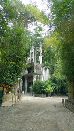 Î§ilitla, Mexico - Oct 26 2016: Edward James Sculpture Garden, Las Pozas in the Mexican magical town in the state of San Luis Potosi with surreal structuresのeditorial素材