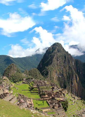 Machu Picchu, ancient Inca city, one of the most precious treasures of Peru. Means old mountain, a tourist destination considered one of the seven new wonders of the modern world aの写真素材