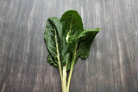 Freshly harvested large green chard leaves ready to chop and cook nutritious and healthy omitted on...
