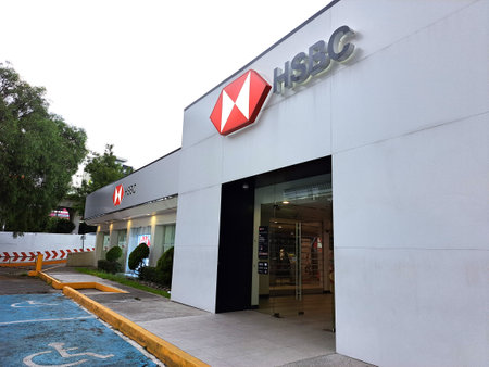 Mexico City, Mexico - Oct 11 2022: HSBC It is one of the five largest banks in Mexico, with 964...