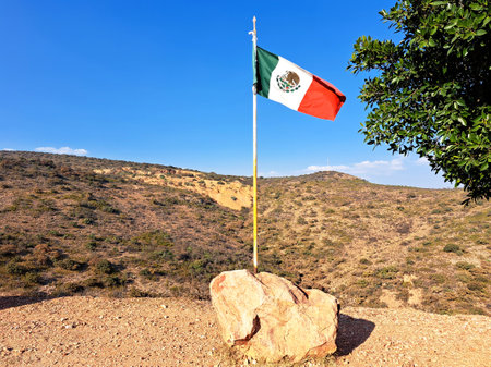 Open pit opal mining in Tequisquiapan Queretaro, Mexico is a natural wonder of towering orange rock formationsの写真素材