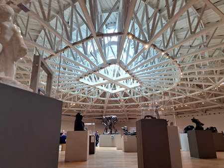 Mexico City, Mexico - July 19, 2023: The Rodin Era Exhibition Hall in the Soumaya Museum with the most important works of the French sculptorのeditorial素材
