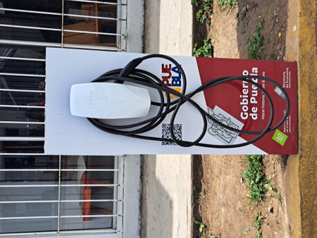 Xicotepec, Puebla , Mexico - Mar 5 2023: Tesla, the largest electric car firm in the world, is present with chargers for electric cars that are installed in the state of Pueblaのeditorial素材