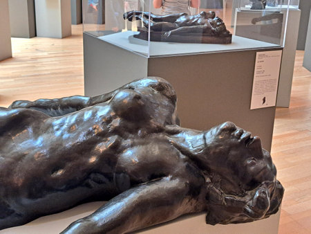 Mexico City, Mexico - July 19, 2023: The Rodin Era Exhibition Hall in the Soumaya Museum with the most important works of the French sculptorのeditorial素材