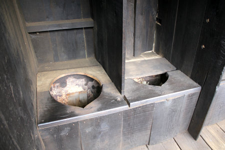 Tlalpujahua Michoacan, Mexico - Oct 12 2014: Mining Technology Museum of the 19th Century, Dos Estrellas Mine, producer of gold and silver, with sinkhole, maintenance workshopsのeditorial素材