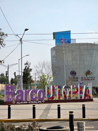 Mexico City, Mexico - Feb 28 2024: Barco Utopia in Iztapalapa is a cultural, educational and recreational complex with an Interactive Virtual Aquariumのeditorial素材