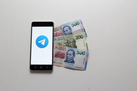 Mexico City, Mexico - Nov 9 2022: Telegram Premium Messaging App Surpassed One Million Subscribers, A Success Of A Social Media Subscription Planのeditorial素材