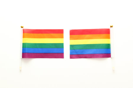 The LGBTQ+, gay, rainbow, pride and diversity flag is a multicolored symbol of discriminated and persecuted movements, sexual orientations and gender identitiesの写真素材
