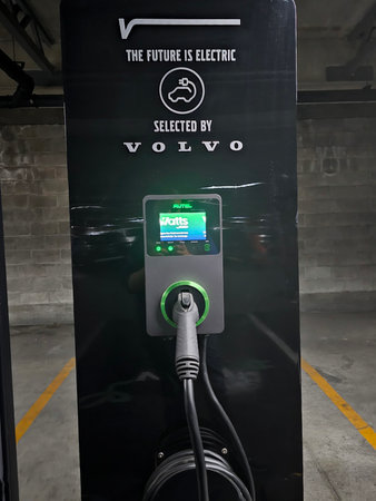 Mexico City, Mexico - May 28 2024: Public charging station for electric vehicles VEMO Charging...