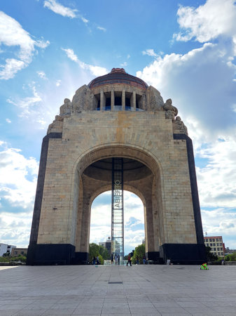 Mexico City, Mexico - Aug 23 2023: Monument and Museum of the Revolution, architectural work and mausoleum dedicated to the Mexican Revolution, one of the symbols and icons of CDMXのeditorial素材