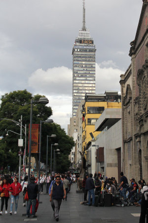 Mexico City, Mexico - Aug 23 2023: The Torre Latinoamericana is a skyscraper and emblematic building in the Historic Center of CDMXのeditorial素材