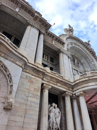 Mexico City, Mexico - Aug 23 2023: The Palace of Fine Arts is a cultural venue located in the...