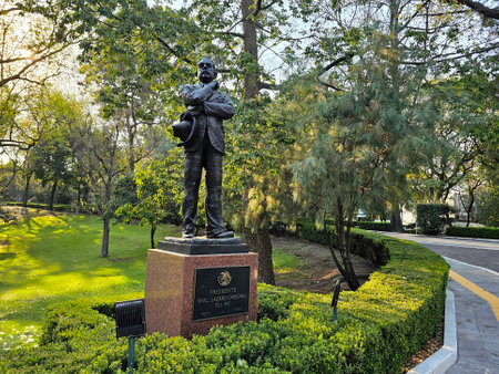 Mexico City, Mexico - Feb 7 2024: Lazaro Cardenas Presidential House inside the Los Pinos Cultural Complex of CDMX with exhibition of the Mexican presidentのeditorial素材