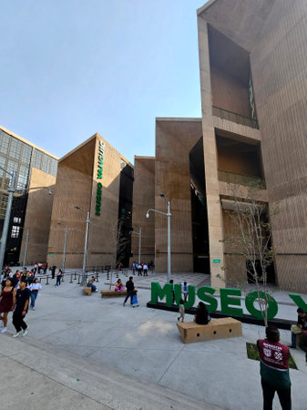 Mexico City, Mexico - Feb 28 2024: Yancuic Museum in Iztapalapa CDMX has art, science and technology exhibition hallsのeditorial素材